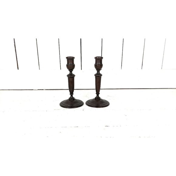 Vintage Other - Vintage wooden spindle taper candlesticks set of 2